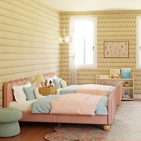 Rizo Twin Bed - Performance Rose Boucle with Raspberry Piping