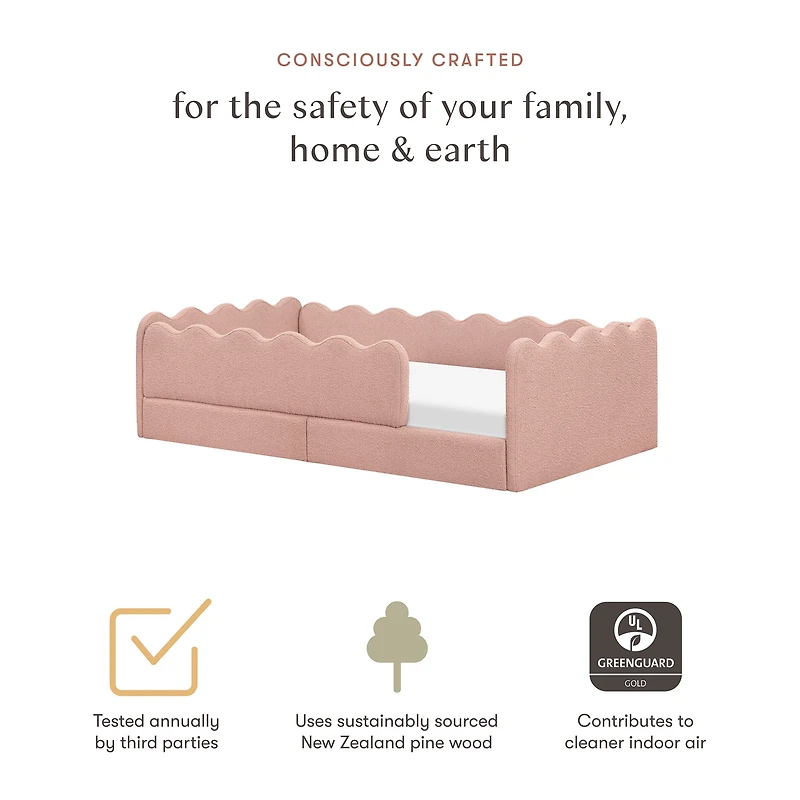 Rizo Montessori-Inspired Twin Bed - Performance Rose Boucle