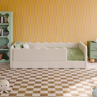 Rizo Montessori-Inspired Twin Bed - Performance Ivory Boucle