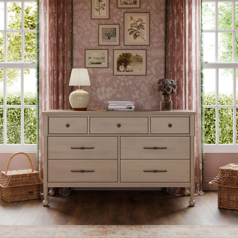 Alouette 7-Drawer Assembled Dresser - Washed Pine