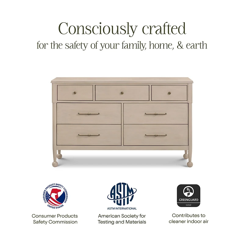 Alouette 7-Drawer Assembled Dresser - Washed Pine