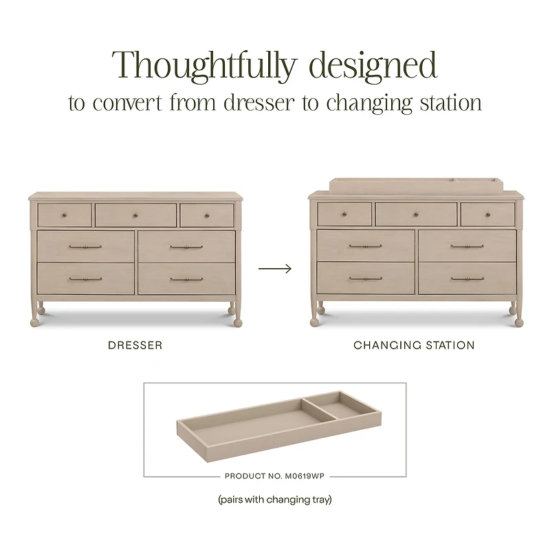 Alouette 7-Drawer Assembled Dresser - Washed Pine