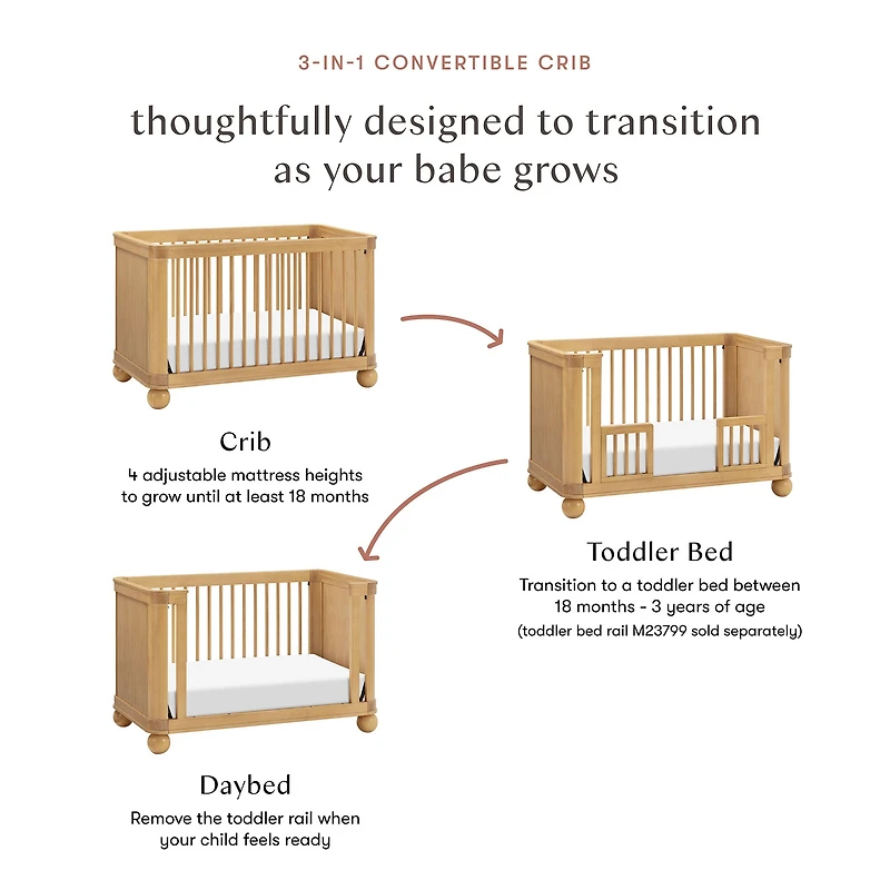 Crosby 3-in-1 Convertible Crib - Honey