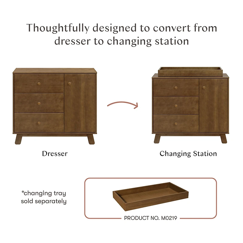 Hudson Modern 3-Drawer Dresser - Natural Walnut