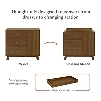 Hudson Modern 3-Drawer Dresser - Natural Walnut