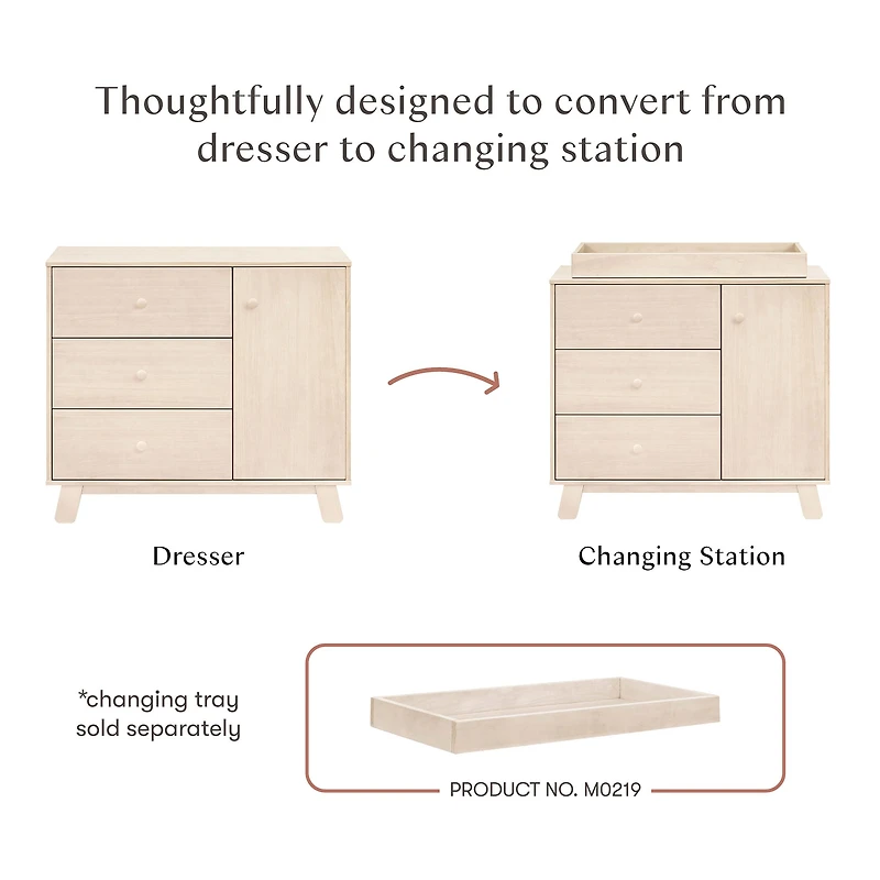Hudson Modern 3-Drawer Dresser - Washed Natural