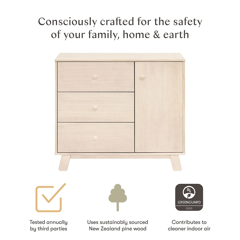 Hudson Modern 3-Drawer Dresser - Washed Natural