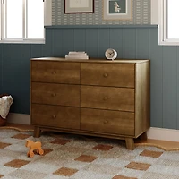 Hudson Modern 6-Drawer Assembled Double Dresser - Natural washed