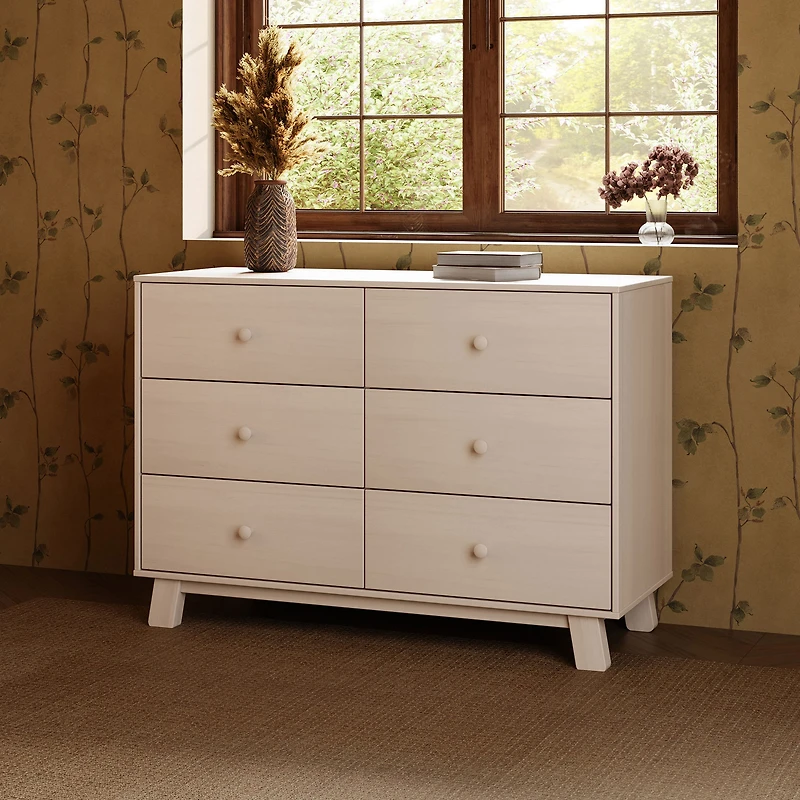 Hudson Modern 6-Drawer Assembled Double Dresser - Natural Washed