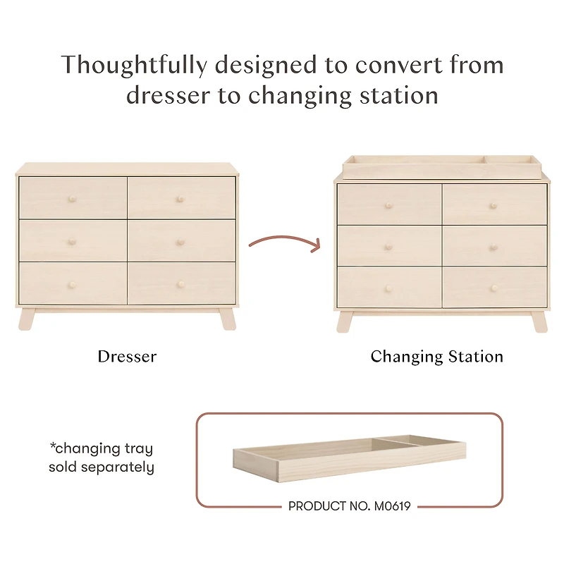 Hudson Modern 6-Drawer Assembled Double Dresser - Natural Washed