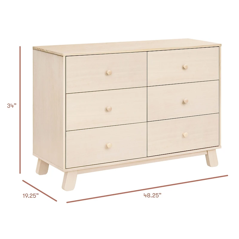 Hudson Modern 6-Drawer Assembled Double Dresser - Natural Washed