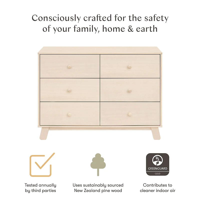 Hudson Modern 6-Drawer Assembled Double Dresser - Natural Washed
