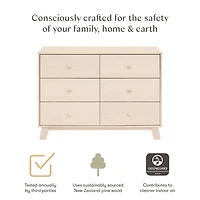 Hudson Modern 6-Drawer Assembled Double Dresser - Natural Washed