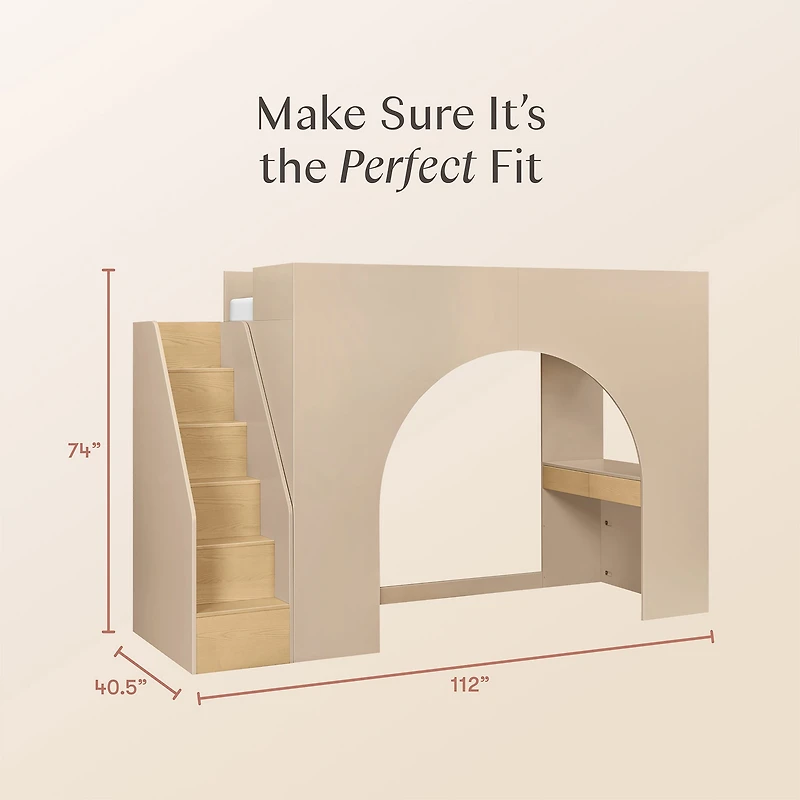 Moab Stair Loft Bed - Taupe/Ash