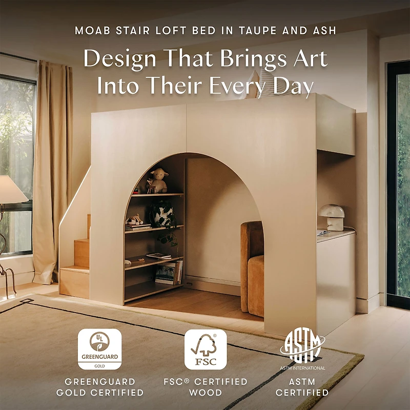 Moab Stair Loft Bed - Taupe/Ash