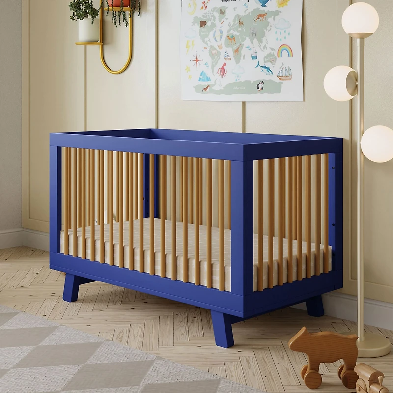 Hudson 3-in-1 Convertible Crib - Cobalt / Honey