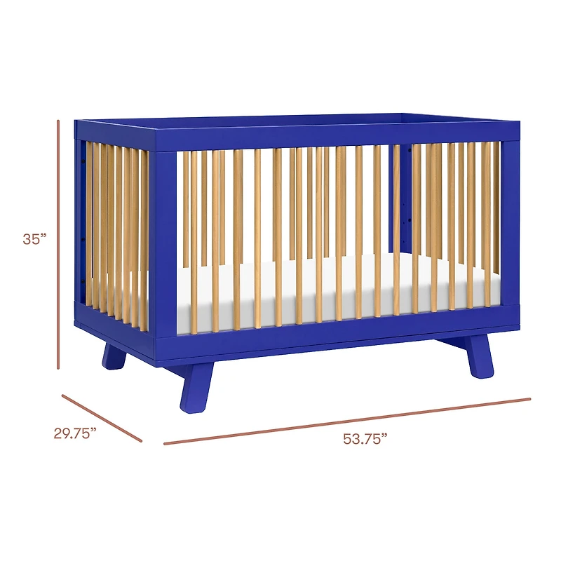 Hudson 3-in-1 Convertible Crib - Cobalt / Honey