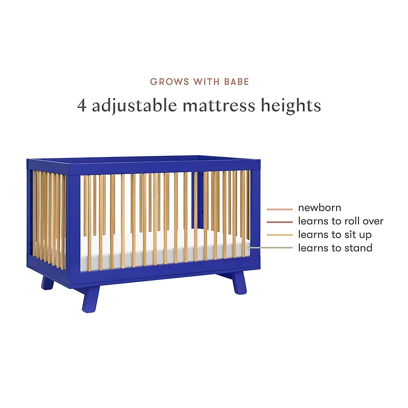 Hudson 3-in-1 Convertible Crib - Cobalt / Honey