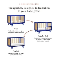 Hudson 3-in-1 Convertible Crib - Cobalt / Honey