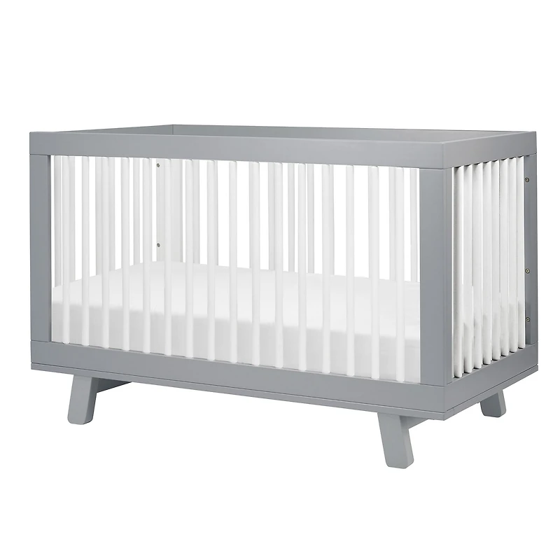 Hudson 3-in-1 Convertible Crib - Grey / White