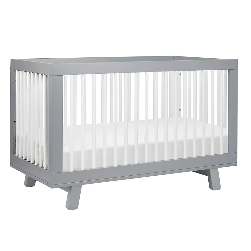 Hudson 3-in-1 Convertible Crib - Grey / White