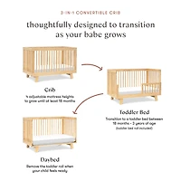 Hudson 3-in-1 Convertible Crib with Toddler Bed Conversion Kit - Natural Finish