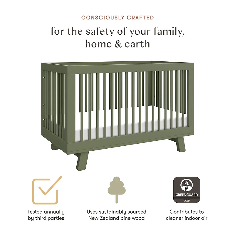 Hudson 3-in-1 Convertible Crib - Olive