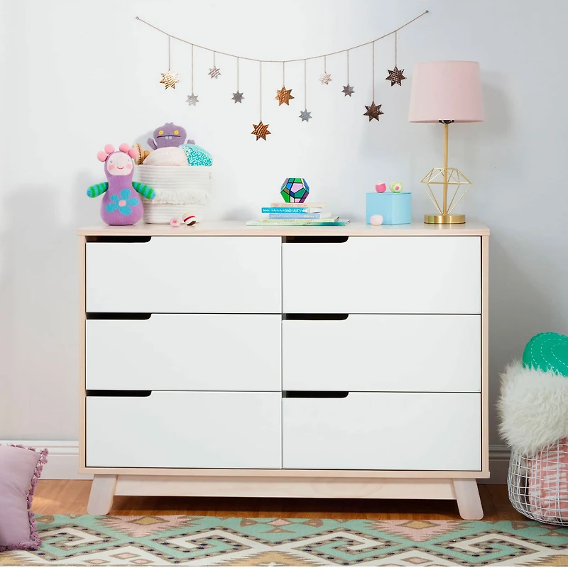 Commode 6 Tiroirs Hudson - Naturel Lavé / Blanc