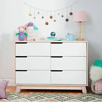 Commode 6 Tiroirs Hudson - Naturel Lavé / Blanc