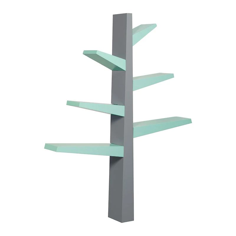 Spruce Tree Bookcase - Grey and Cool Mint