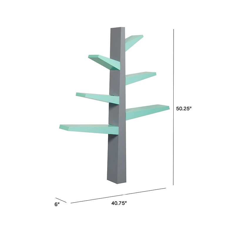 Spruce Tree Bookcase - Grey and Cool Mint
