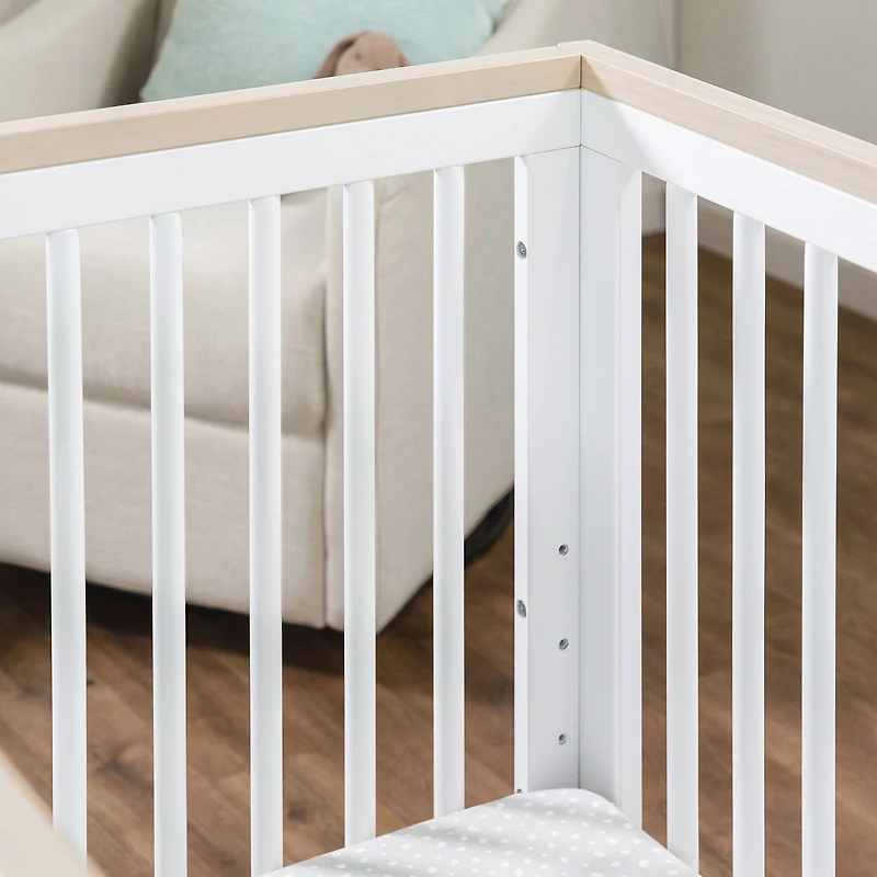 Scoot 3-in-1 Convertible Crib - White / Washed Natural