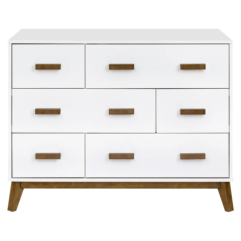 Commode 6 tiroirs Scoot - Blanc / Naturel Noisette