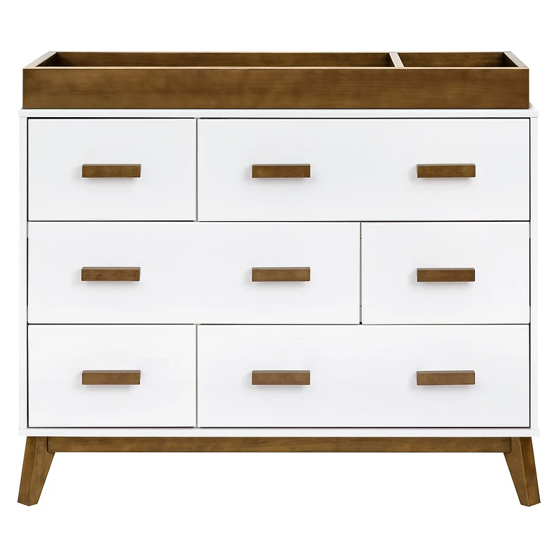 Scoot 6-Drawer Dresser - White/Natural Walnut