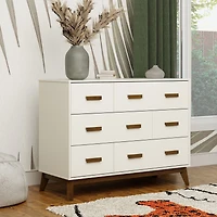 Scoot 6-Drawer Dresser - White/Natural Walnut
