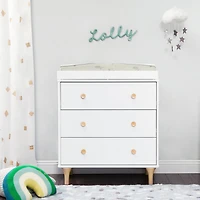 Lolly 3-Drawer Changer Dresser with Removable Changing Tray - White / Natural