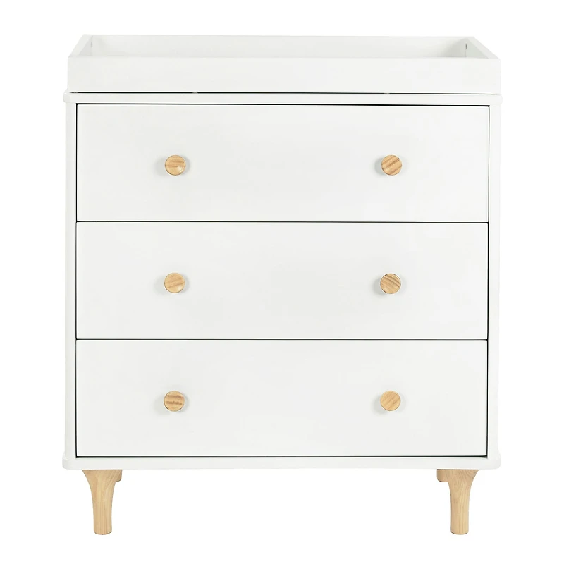 Lolly 3-Drawer Changer Dresser with Removable Changing Tray - White / Natural