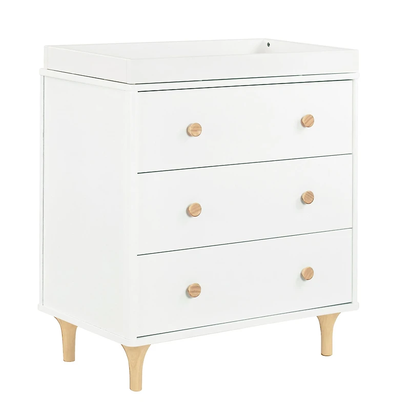 Lolly 3-Drawer Changer Dresser with Removable Changing Tray - White / Natural