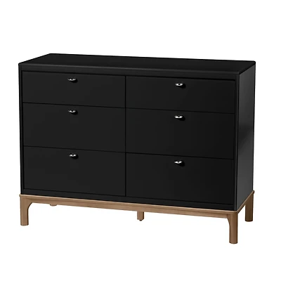 Commode 6 Tiroirs Laurel - Noir/Noyer