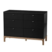 Commode 6 Tiroirs Laurel - Noir/Noyer