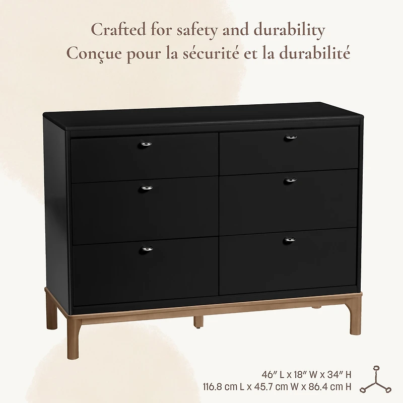 Laurel 6 Drawers Dresser - Black/Walnut