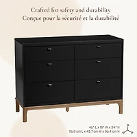 Laurel 6 Drawers Dresser - Black/Walnut