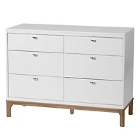 Commode 6 Tiroirs Laurel - Blanc/Noyer