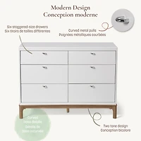 Commode 6 Tiroirs Laurel - Blanc/Noyer