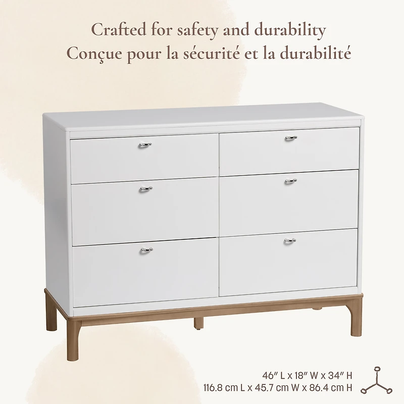 Commode 6 Tiroirs Laurel - Blanc/Noyer
