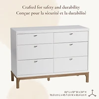 Commode 6 Tiroirs Laurel - Blanc/Noyer