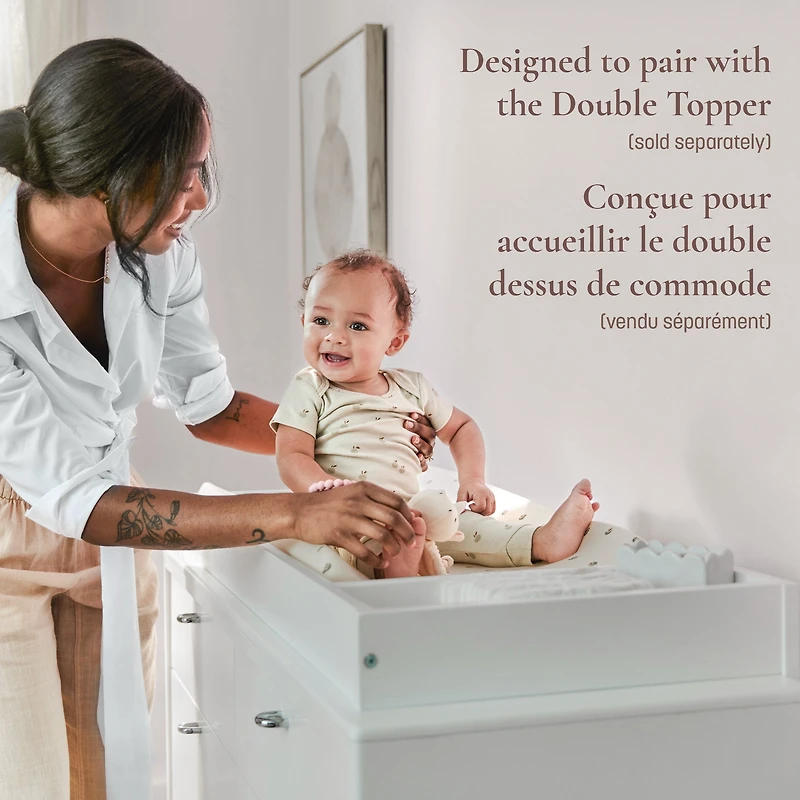 Commode 6 Tiroirs Laurel - Blanc/Noyer