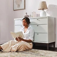 Commode 6 Tiroirs Laurel - Blanc/Noyer