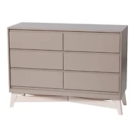 Commode 6 Tiroirs Pala -Taupe/Blanc Lavé