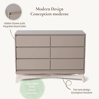 Pala 6 Drawers Dresser - Taupe/White Wash